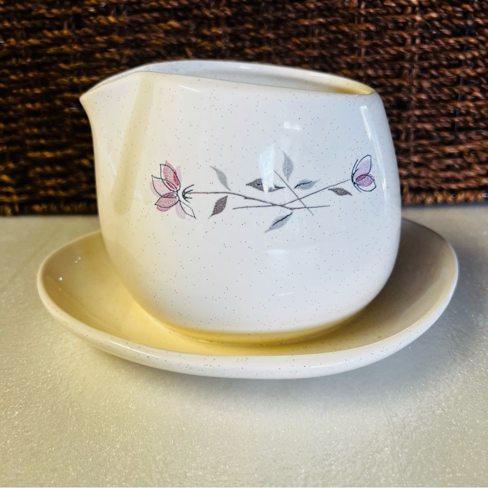 Franciscan Duet Pattern Vintage Gravy Boat Bowl With Under-plate Earthenware